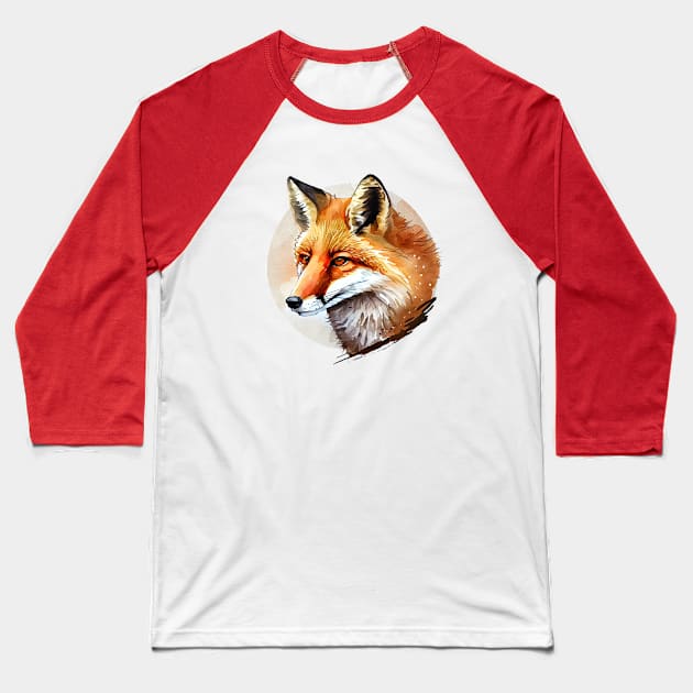 Fox Art, Watercolor Painting Baseball T-Shirt by KOTOdesign